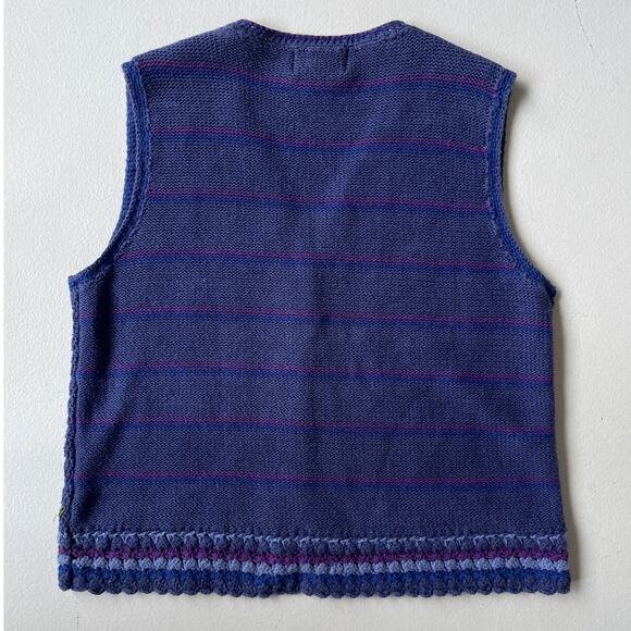 Vtg 90's Periwinkle Knit Floral Crochet Sz Petite Small Boho Fairy Grunge - Picture 2 of 10